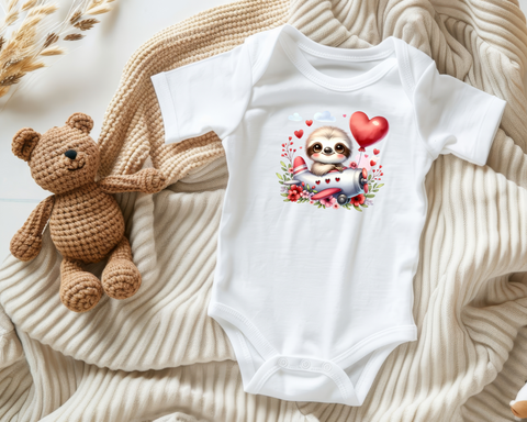 Valentine Sloth Pilot Infant Onesie