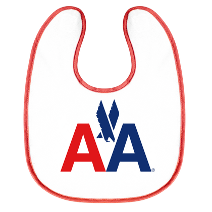 AA - Old AA Logo - White Baby Bib with Red Piping