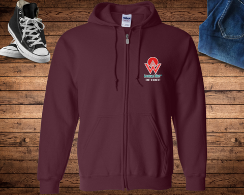 America West Red, Teal & White Logo Retiree Zip Hoodie