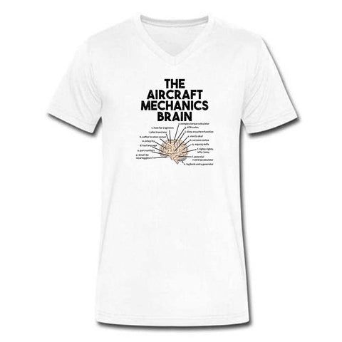 The Aircraft Mechanics Brain V-Neck Lightweight Unisex T-shirt