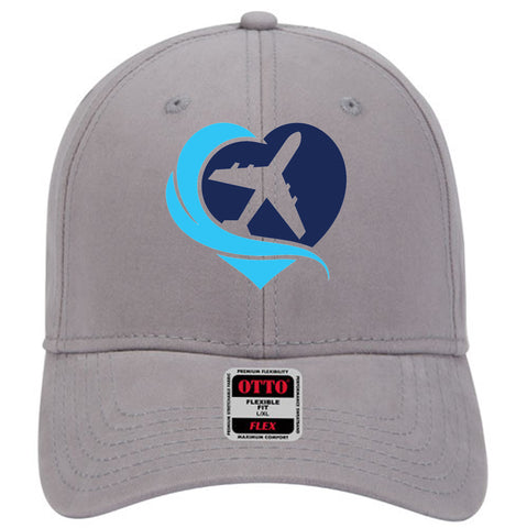 We Love Flying Airplane Heart Flex Cap