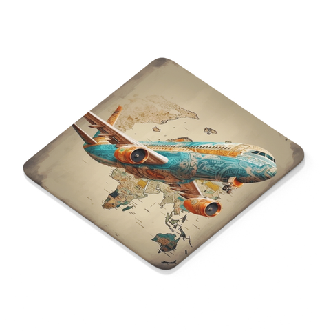 Airplane Globe - Square Coaster