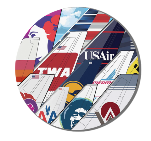 Popular Airplane Tail Collage Round Magnet