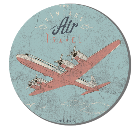 Vintage Air Travel Round Magnet