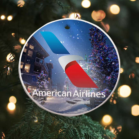 American Airlines Winter Wonderland Round Ceramic Ornaments