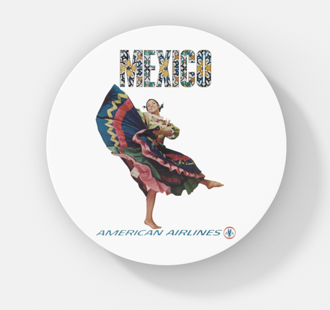 American Airlines Vintage Mexico Round Magnet