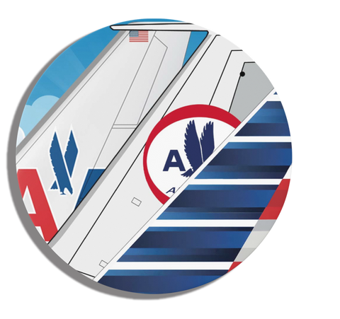 America Airlines Tail Collage Round Magnet
