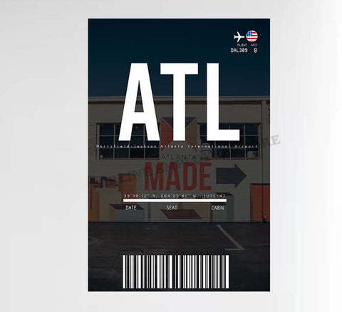 Atlanta International Ticket Design Decal Stickers