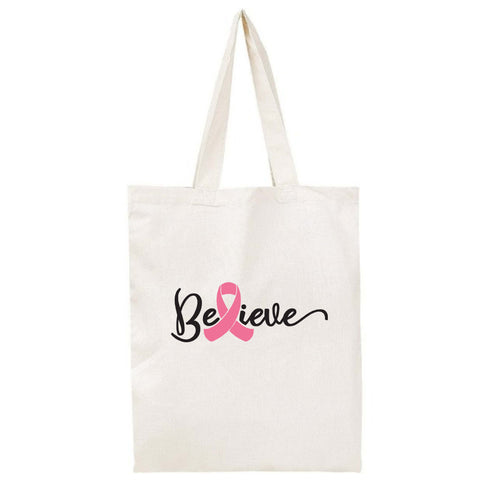 Believe Breast Cancer Awareness Tote Bag