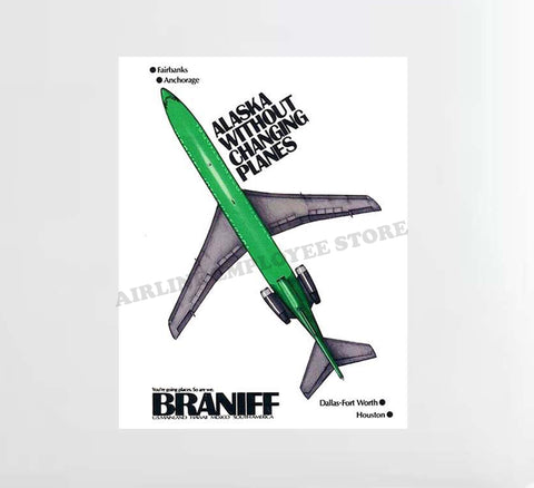 Braniff "Alaska Without Changing Planes" Decal Stickers