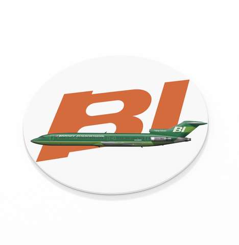 Braniff Airlines Logo w/ 727 Green Livery  -  Round Coaster