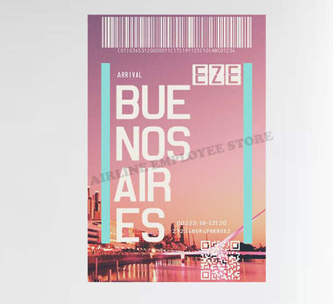 Buenos Aires Skyline Ticket Design Decal Stickers