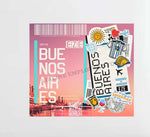 Buenos Aires Skyline Ticket Collage Design Decal Stickers
