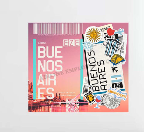 Buenos Aires Skyline Ticket Collage Design Decal Stickers