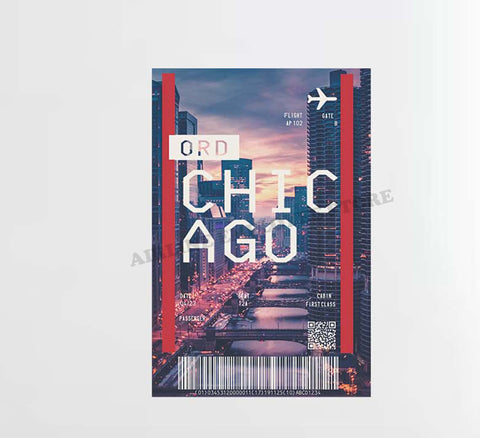 Chicago Skyline Ticket Design Decal Stickers