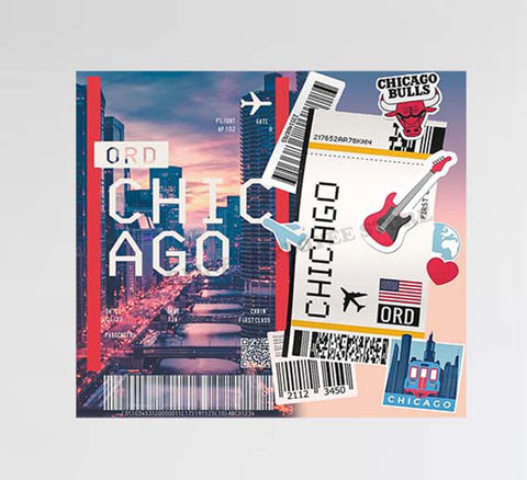 Chicago Skyline Ticket Collage Design Decal Stickers