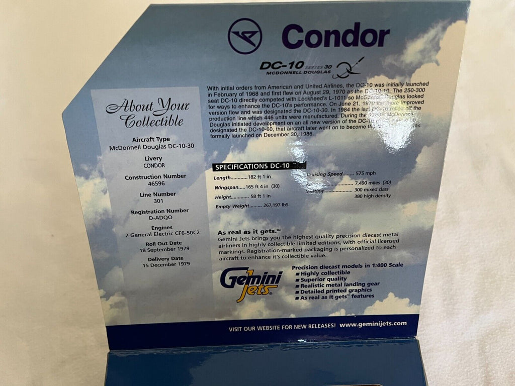 Condor Airlines DC-10-30 #D-ADOO Gemini Jets 1:400 – Airline