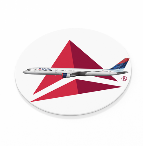 Delta Airlines Logo w/ Colors In Motion Livery  -  Round Coaster