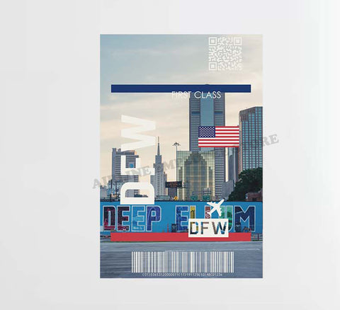 DFW Skyline Ticket Design Decal Stickers