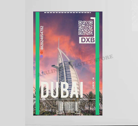Dubai Skyline Ticket Design Decal Stickers