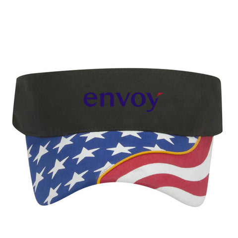 Sun Visor with Envoy Logo and USA Flag Design on Bill