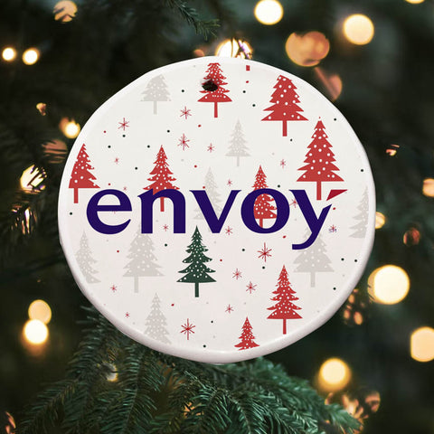 Envoy Christmas Trees Round Ceramic Ornaments
