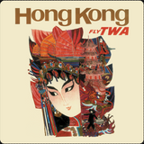 TWA Hong Kong Travel Poster Round & Squarrer Coaster
