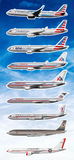 American Airlines Evolution Aircraft Decal Sticker Set (9-Pack)