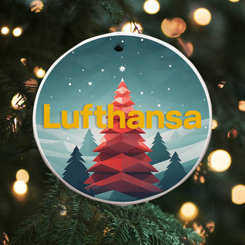 Lufthansa Airlines Christmas Tree Round Ceramic Ornaments