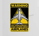 Warning May Start Talking About Airplanes Decal Stickers