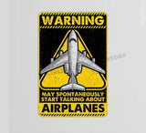 Warning May Start Talking About Airplanes Decal Stickers