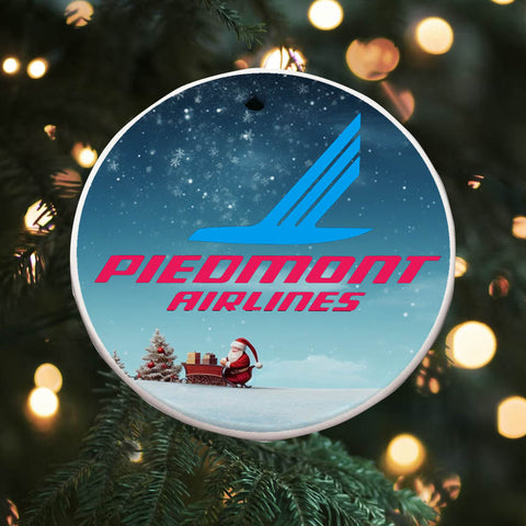 Piedmont Airlines Christmas Round Ceramic Ornaments