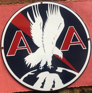 AA 30's Metal Porcelain Sign 12" Round