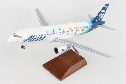SKYMARKS ALASKA A320 1/100 PRIDE W/WOOD STAND & GEAR