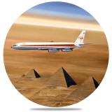 TWA 707 over the Pyramids Coaster by Rick Broome