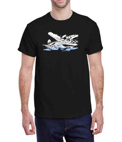 TWA Boeing 307 Sketch - Unisex Softstyle Black T-Shirt