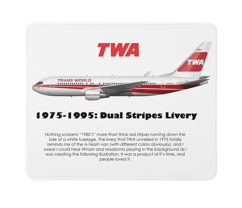 TWA Dual Stripes Livery: 1975-1995 Mousepad