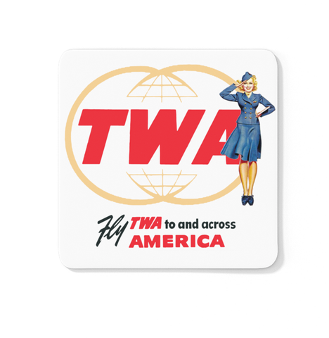 Fly TWA To And Across America - Square Coaster