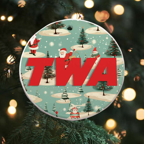 TWA Snowman Round Ceramic Ornaments