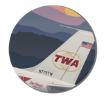 TWA Globe Tail Sunset Round Magnet