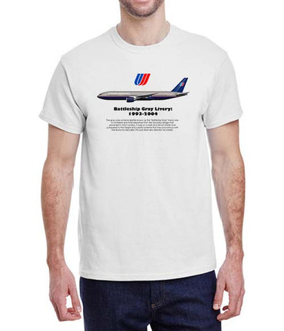 United Airlines Battleship Gray Livery: 1993-2004 History T-Shirt