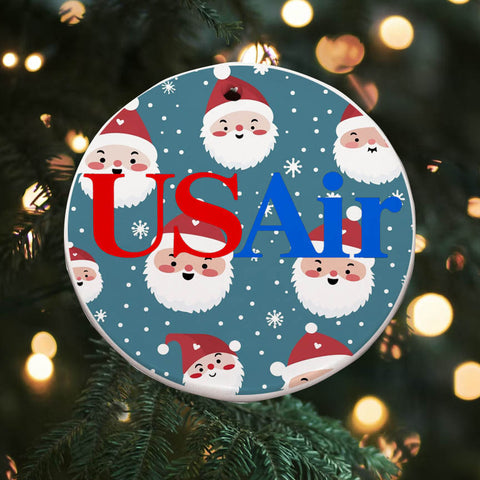 US Air Santa Collage Round Ceramic Ornaments