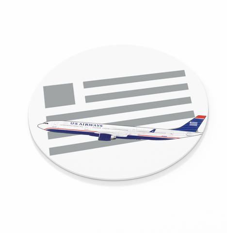 Us Airways Logo w/ Livery  -  Round Coaster