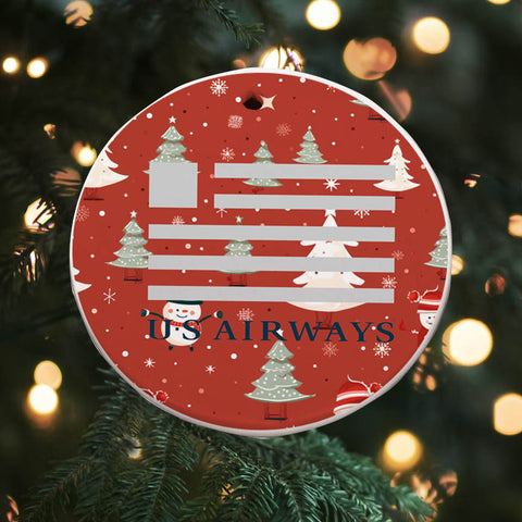 US Airways Christmas Collage Round Ceramic Ornaments