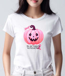 "In October We Wear Pink" w/ Pumpkin Breast Cancer Awareness Lightweight Unisex T-shirt
