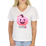 "In October We Wear Pink" w/ Pumpkin Breast Cancer Awareness Lightweight Unisex T-shirt