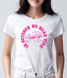 "In October We Wear Pink" w/ Plane Breast Cancer Awareness Lightweight Unisex T-shirt