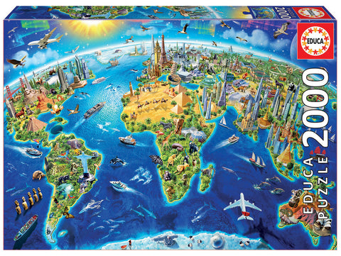 World Landmarks Globe Educa Puzzle (2,000 pieces)