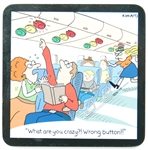The Wrong Button - Jetlagged Comic Coaster