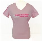 Flight Attendant Super Power Pink Ladies T-shirt